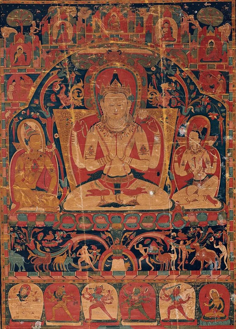 Four-Armed Avalokiteśvara (Ṣaḍakṣarī Lokeśvara) — Potala Collection Archive · Public Domain