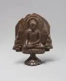 釋迦牟尼佛成道觸地印雙塔眷屬背光碑像