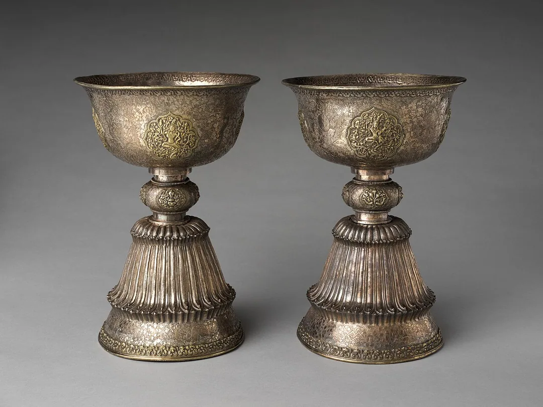 Pair of Ceremonial Tibetan Altar Butter Lamps (Mchod-me) — The Metropolitan Museum of Art (CC0)