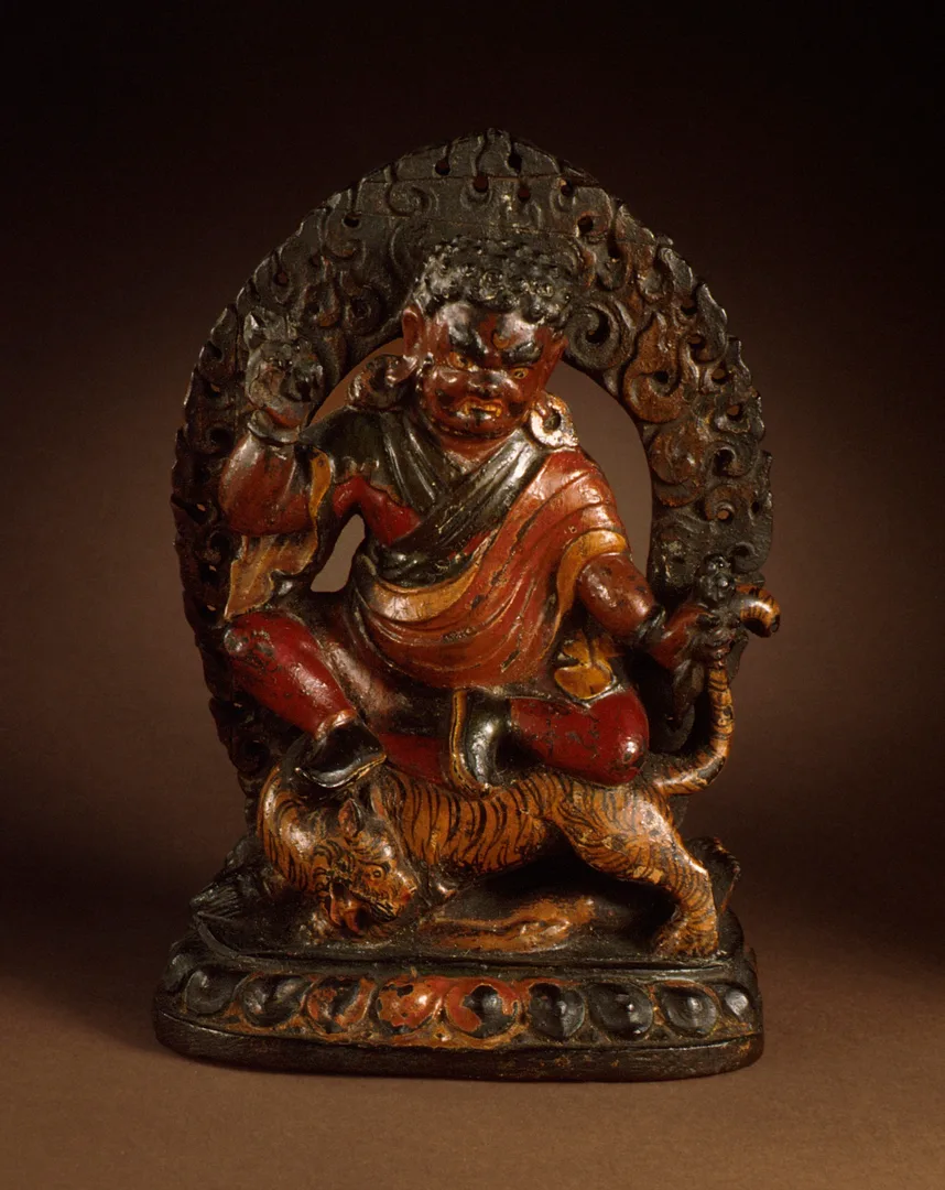 Padmasambhava in Wrathful Form as Dorje Drolö Atop a Pregnant Tigress — Los Angeles County Museum of Art (M.86.281)