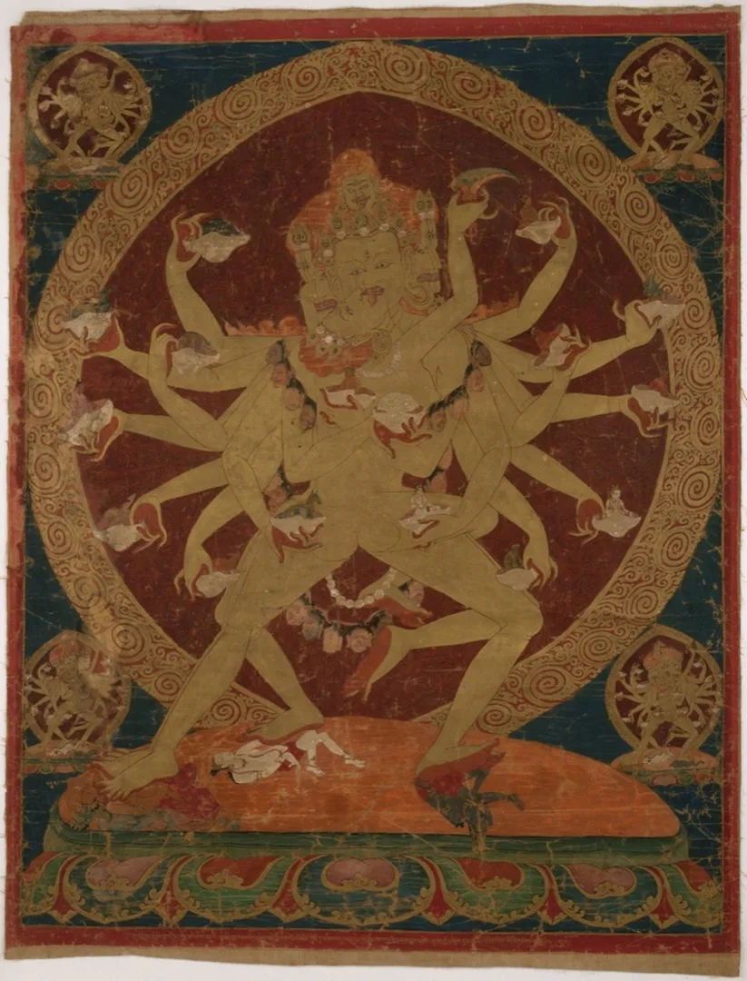 Hevajra Kapāladhara and Nairātmyā Dancing with Sixteen Skullcups — The Art Institute of Chicago (1997.707 / 148424)