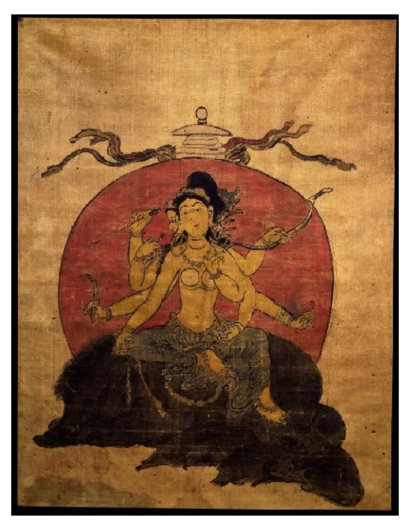 Dawn Goddess Mārīcī (Özer Chenma) Riding Her Wild-Boar Mount — Tenth Karmapa Chöying Dorje Open Archive · Public Domain