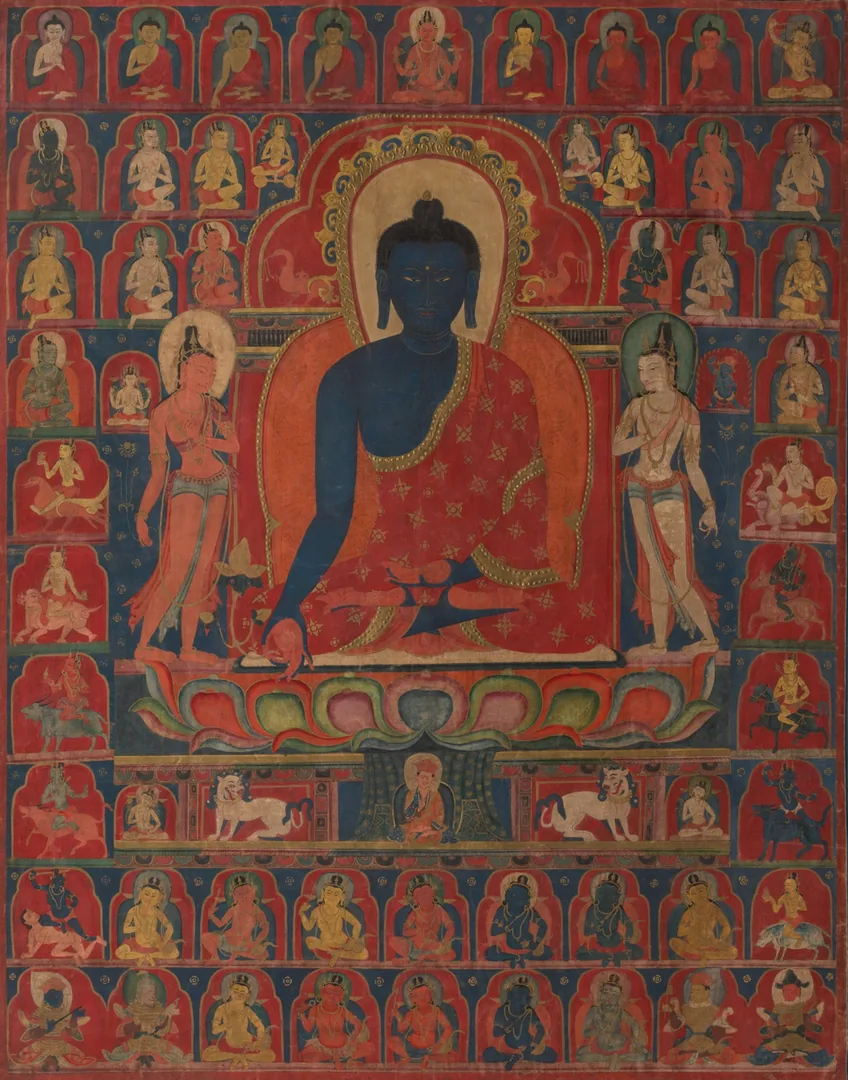 Medicine Buddha Bhaiṣajyaguru with Mandala Retinue — The Art Institute of Chicago (144397)
