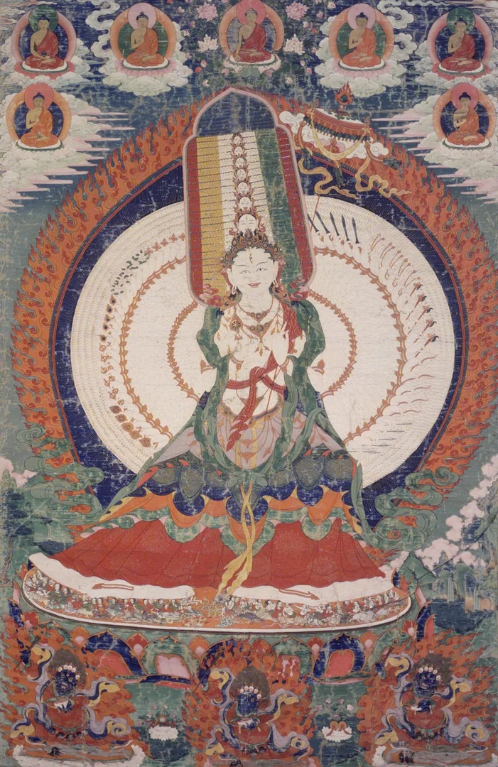 Thousand-Headed, Thousand-Armed Uṣṇīṣasitātapatrā Raising the Invincible White Parasol — Brooklyn Museum (84.188)