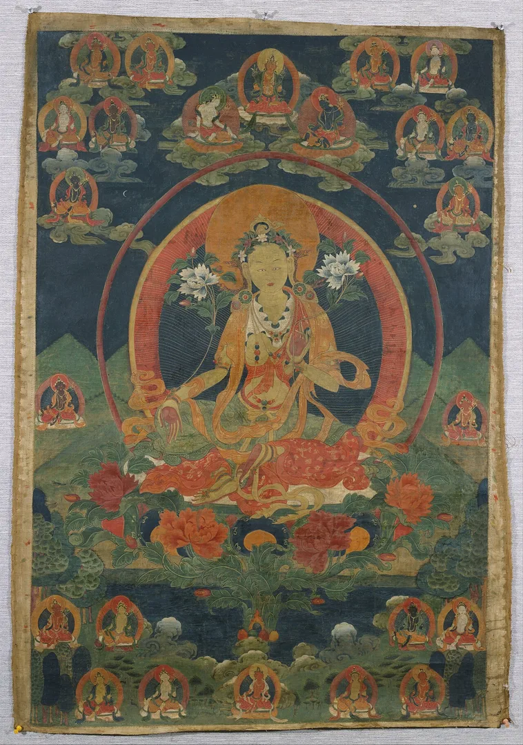 圣救度佛母（绿度母）中围与周匝二十一度母化现总集唐卡 — 鲁宾艺术博物馆藏