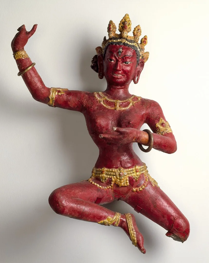 Dancing Crimson Vajravārāhī (Dorje Phagmo) with Sow’s Head Behind Right Ear — Los Angeles County Museum of Art (M.90.195)